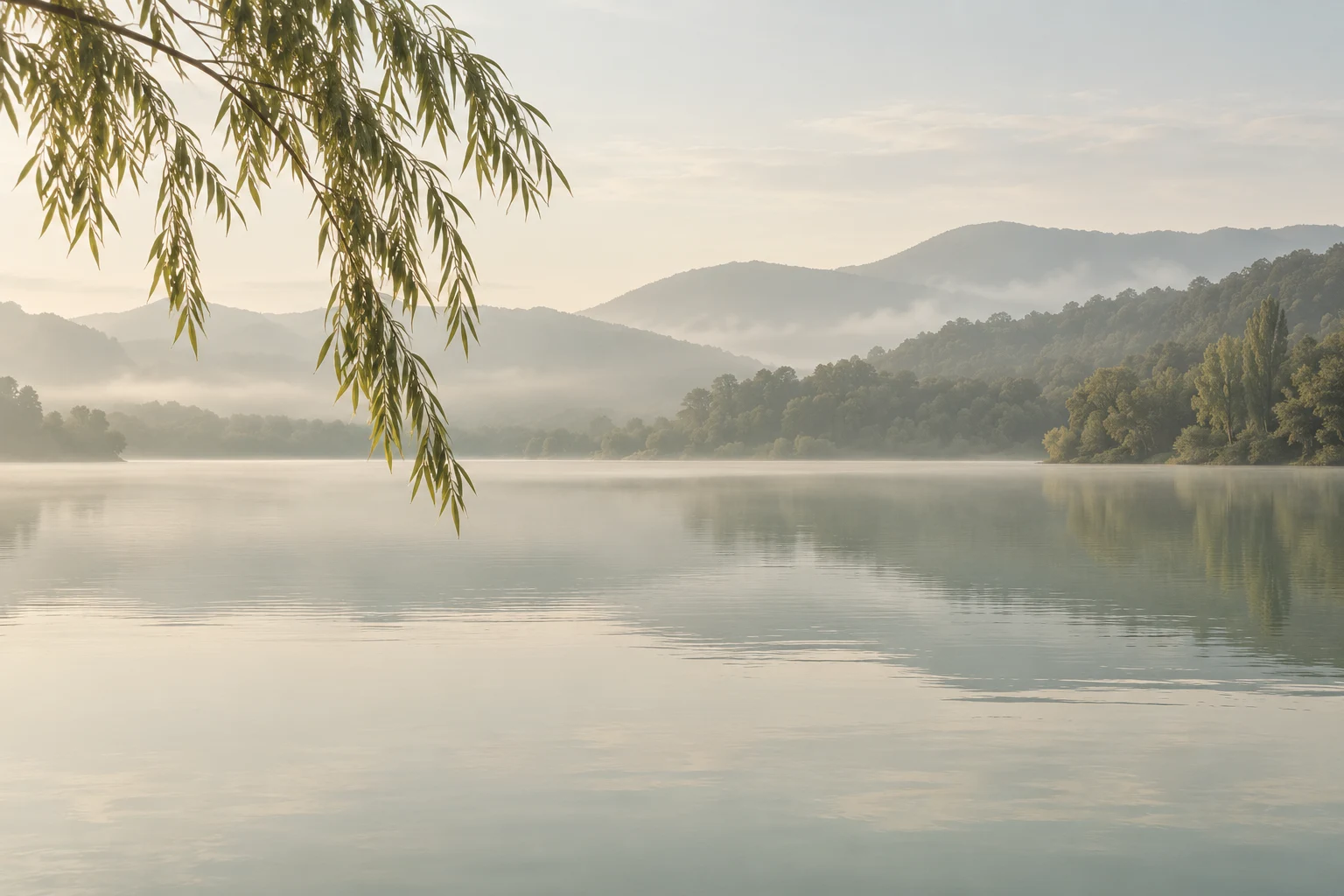 Lago tranquilo entre árvores, um convite à pausa