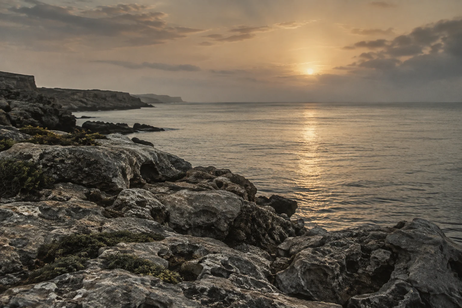 Costa atlântica banhada por luz suave